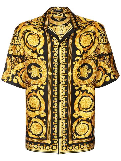 camicia versace uomo nera|VERSACE.